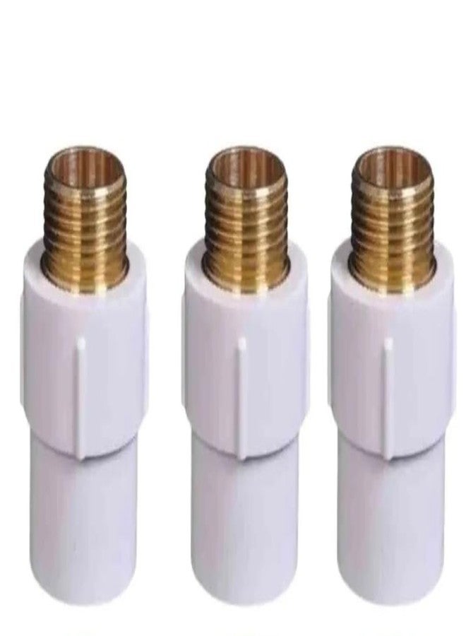 SANITARY WARE UPVC Brass Male Thread Adapter (MTA), pipe fitting, Size- ¾" inch (20mm), Colour-White, Pack of (3) - Image 1